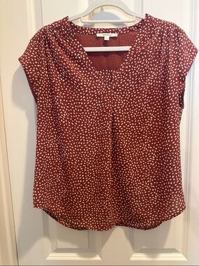 Fun2Fun Rust Red Dot Cap-Sleeve Blouse